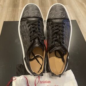 CHRISTIAN LOUBOUTIN ADOLON JUNIOR SNEAKERS CL MONOGRAM BLACK 46/12